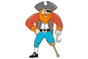 Captain Hook Pirate Wooden Leg Carto