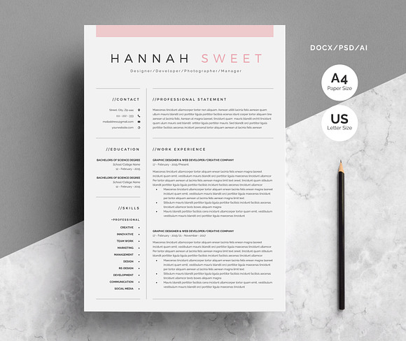 Sweet CV 3-Pages in MS Word in Resume Templates - product preview 1