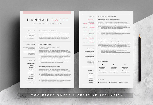 Sweet CV 3-Pages in MS Word in Resume Templates - product preview 2