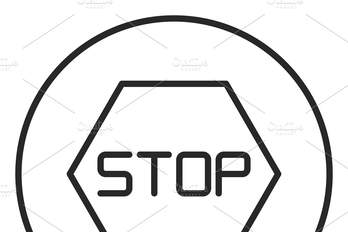 Stop sign stroke icon, logo in Objects - product preview 8