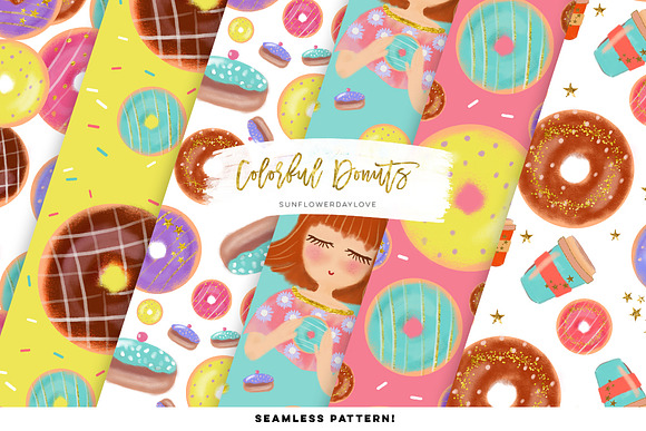 Colorful donut pattern images in Illustrations - product preview 1