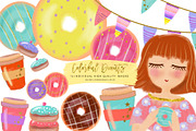 Colorful Donut Clip art Set, 