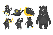 cartoon black cool bear