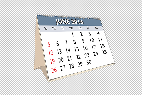 Year 2016 complete calendar in Objects - product preview 2
