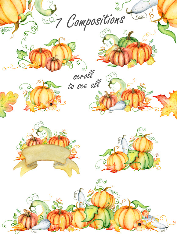 Happy Thanksgiving Pumpkins clipart in Illustrations - product preview 1