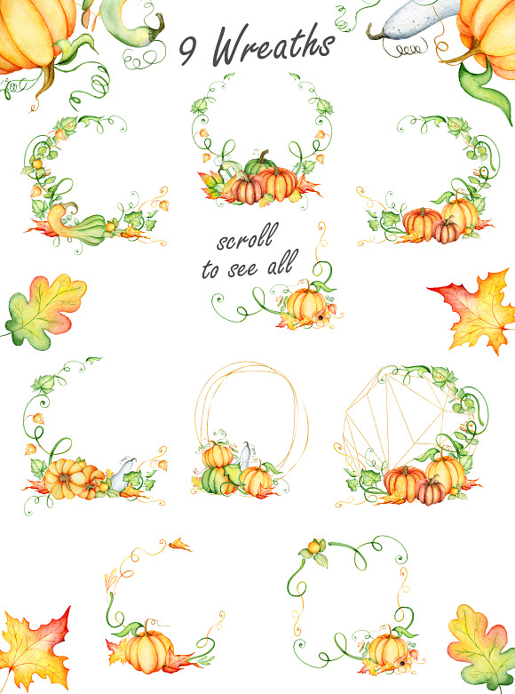 Happy Thanksgiving Pumpkins clipart in Illustrations - product preview 2
