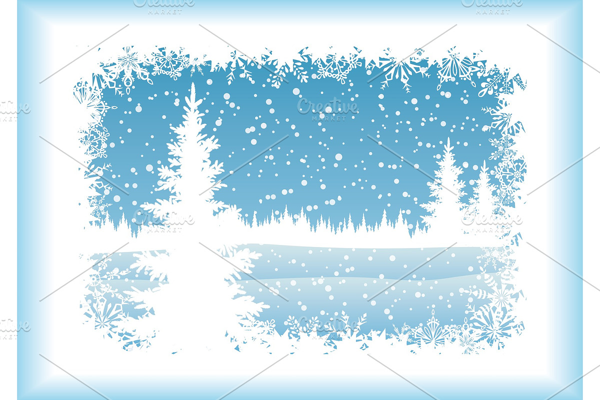 Landscape with Christmas Trees in Illustrations - product preview 8