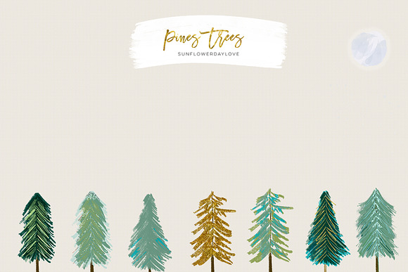 Conifer Trees, Watercolor pine trees in Illustrations - product preview 1