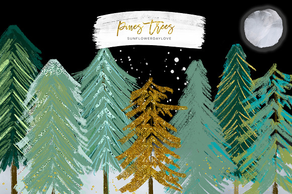 Conifer Trees, Watercolor pine trees in Illustrations - product preview 3