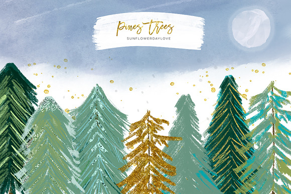 Conifer Trees, Watercolor pine trees in Illustrations - product preview 6