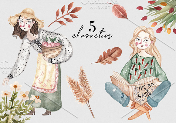 Autumn Garden Watercolor Collection in Illustrations - product preview 2