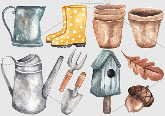 Autumn Garden Watercolor Collection in Illustrations - product preview 3