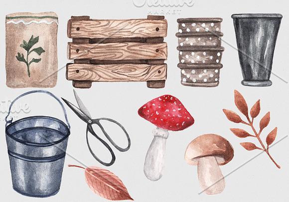 Autumn Garden Watercolor Collection in Illustrations - product preview 4