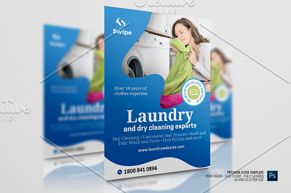 Laundry and Dry Cleaning Services in Flyer Templates - product preview 1