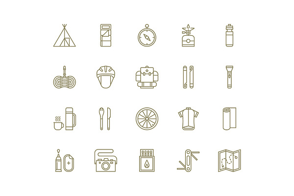 Line Icons | Bikepacking Icon Set