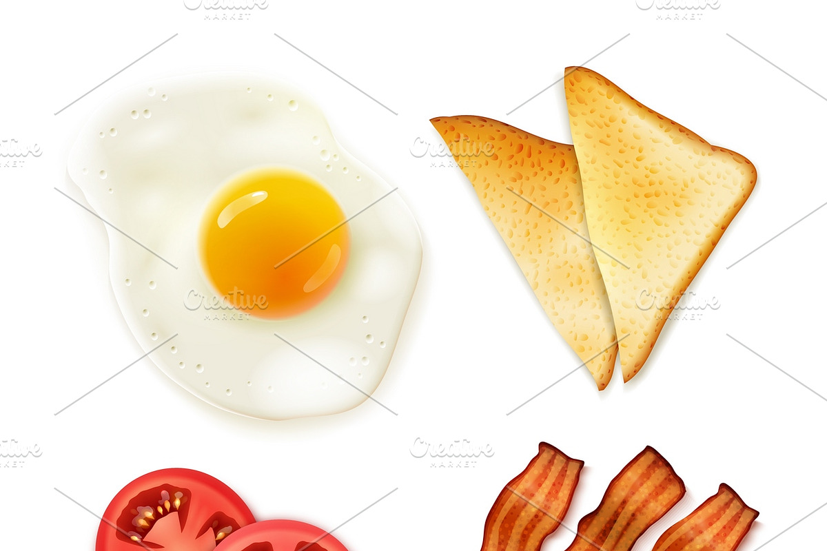 Full english breakfast top view set in Icons - product preview 8
