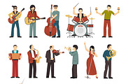 Colored musicians figures icons