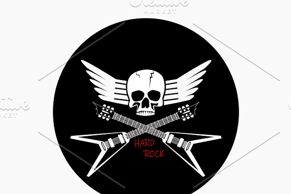 Skull guitar rock music logo backgro