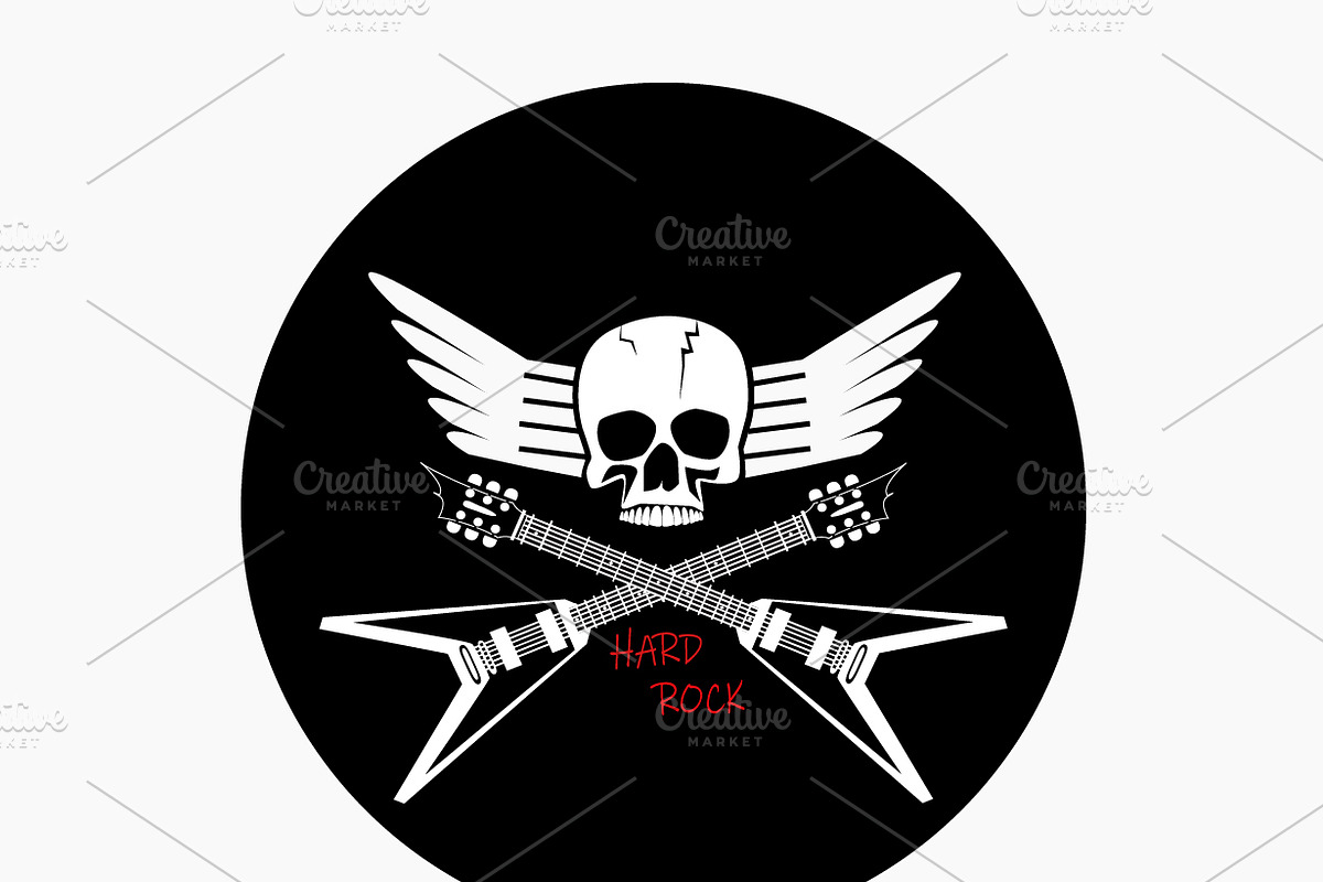 Skull guitar rock music logo backgro in Graphics - product preview 8