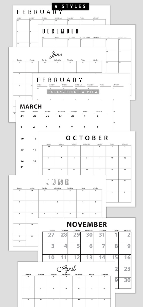2019 JPG/PNG Calendar Templates in Templates - product preview 4