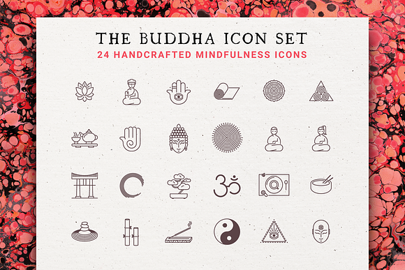 The Buddha 24 Icon Mindfulness Set in Japanese Icons - product preview 1