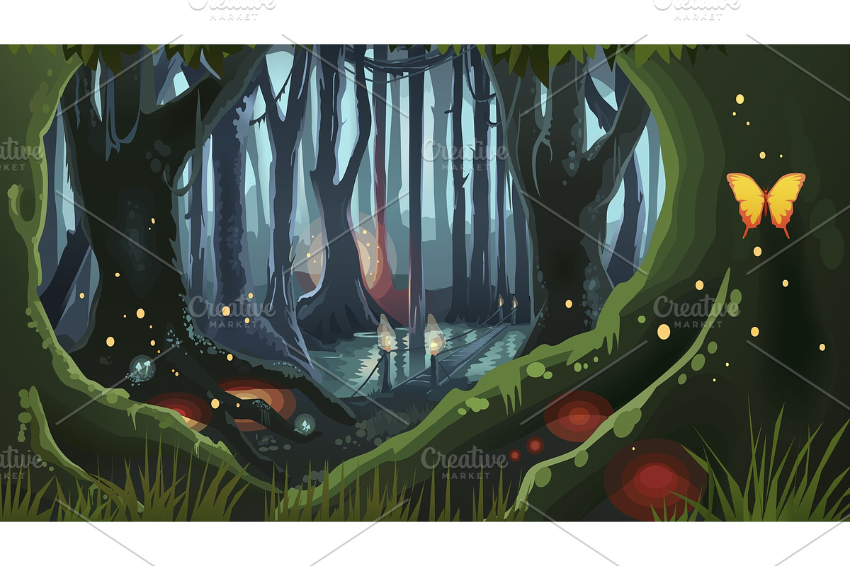 Fantasy Forest Illustration Dark in Illustrations - product preview 8