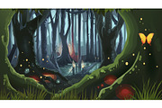 Fantasy Forest Illustration Dark