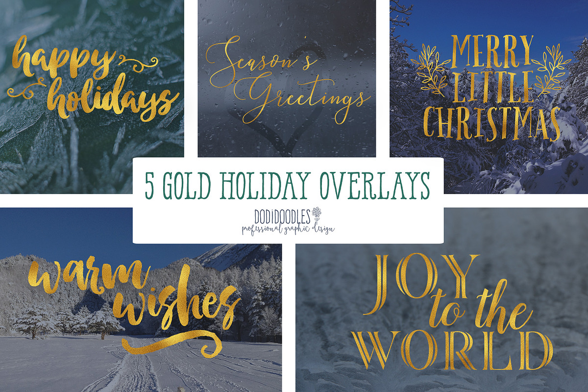 Gold Holiday Overlays in Graphics - product preview 8