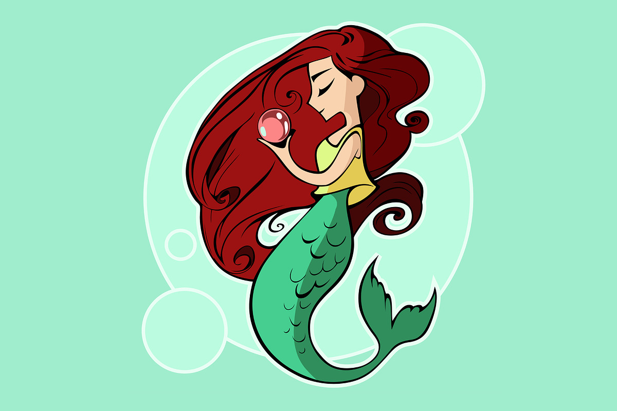 Mermaid with a pearl. Vector in Illustrations - product preview 8