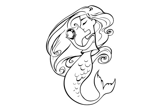 Mermaid with a pearl. Vector in Illustrations - product preview 2
