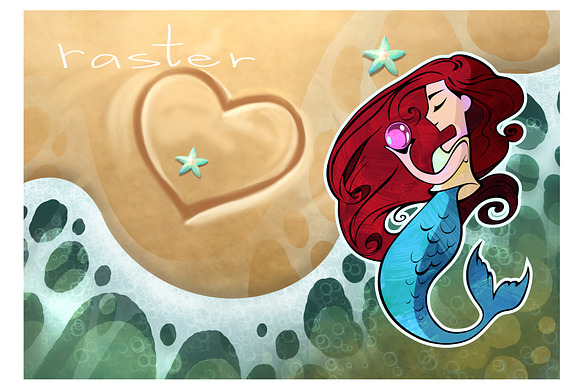 Mermaid with a pearl. Vector in Illustrations - product preview 4