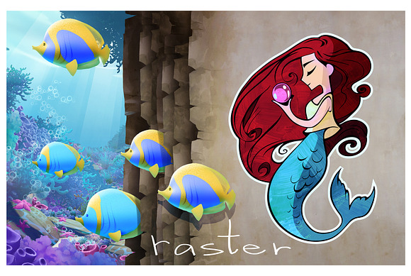 Mermaid with a pearl. Vector in Illustrations - product preview 5