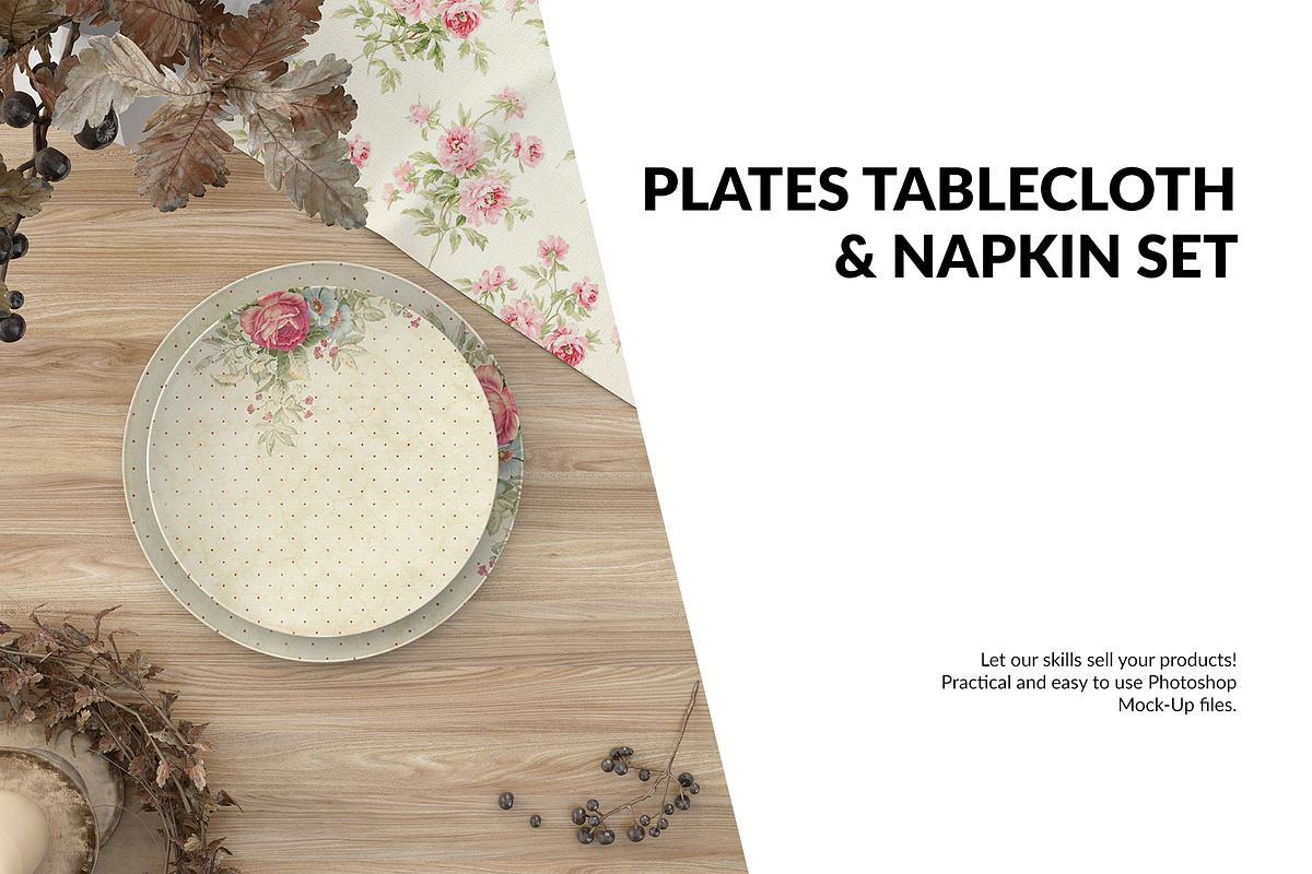 Plates, Tablecloth & Napkin Set in Product Mockups - product preview 8