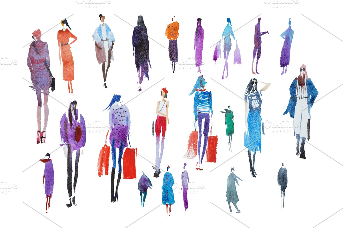 Walking people Outerwear Autumn in Illustrations - product preview 8