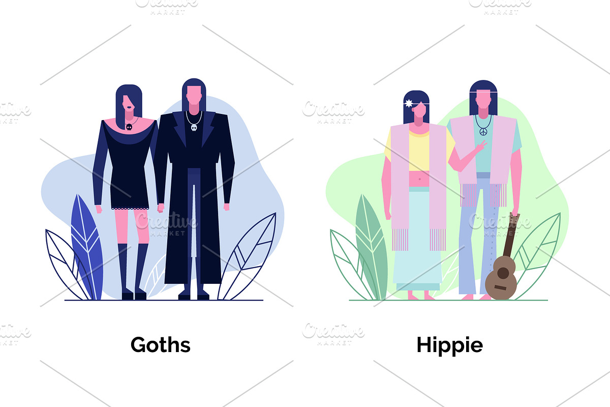 Be yourself. Subcultures set + icons in Illustrations - product preview 8