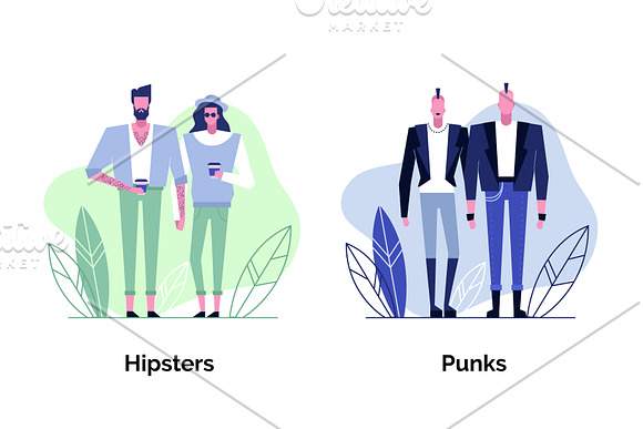 Be yourself. Subcultures set + icons in Illustrations - product preview 1