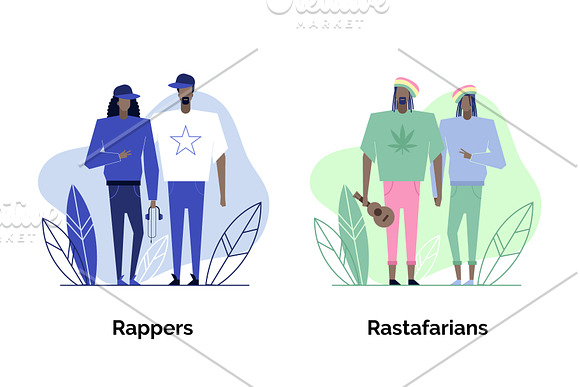 Be yourself. Subcultures set + icons in Illustrations - product preview 2