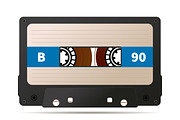 Realistic black audio cassette