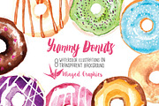 Watercolor Donut illustrations