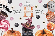 Trick or Treat! Halloween.Watercolor