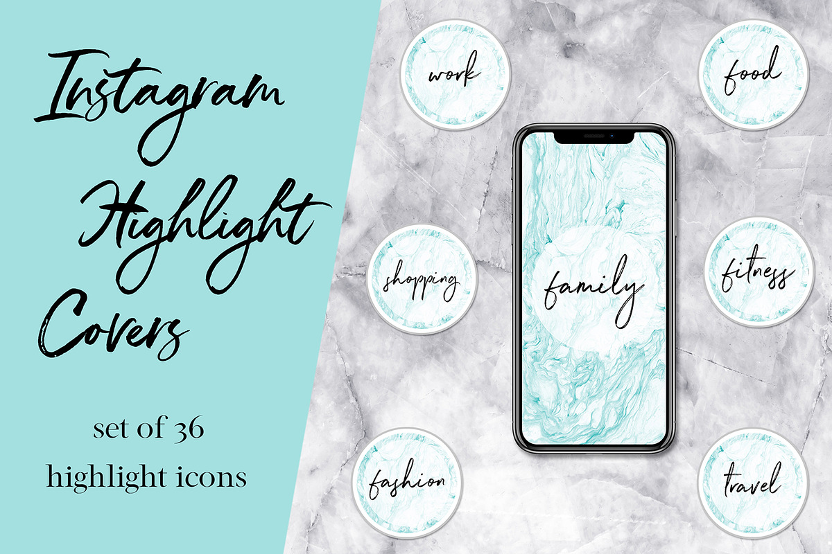 Instagram Story Highlights - Aqua in Instagram Templates - product preview 8