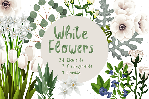 White Flowers in Illustrations - product preview 7