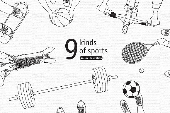 Vector sports set in Illustrations - product preview 3