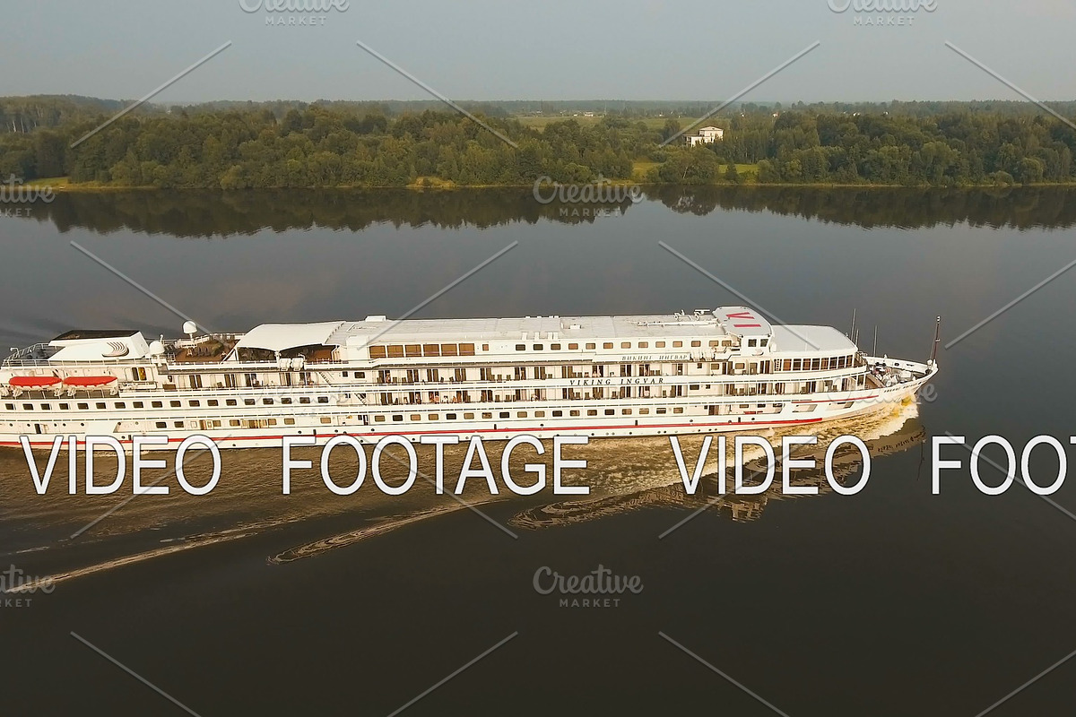 Cruise ship on the river.Aerial view in Graphics - product preview 8