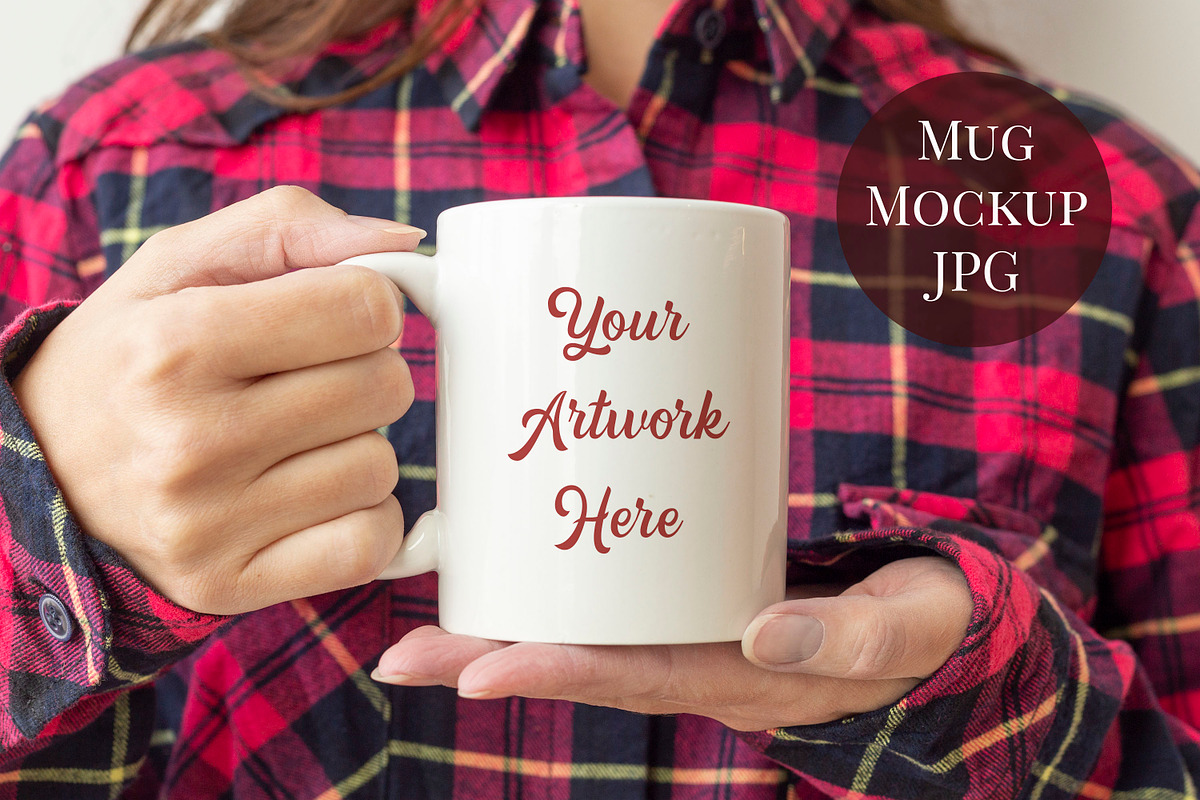Mug Mockup - red plaid shirt in Product Mockups - product preview 8
