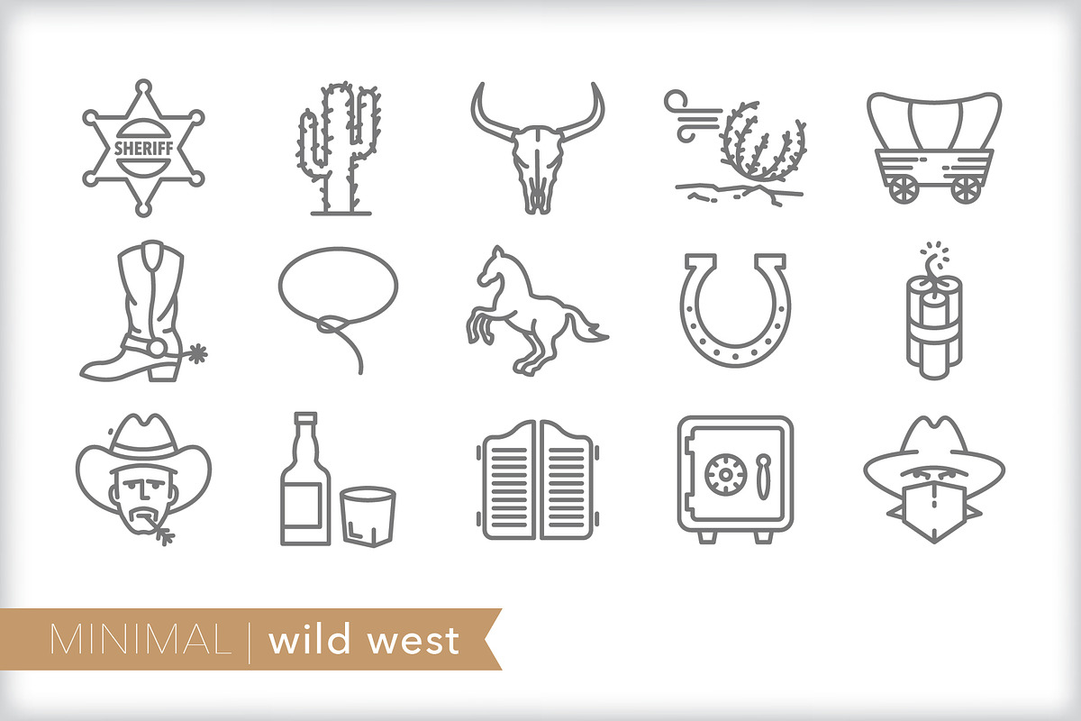 Minimal wild west icons in Skull Icons - product preview 8
