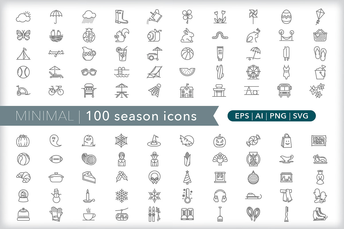 Minimal 100 season icons in Easter Icons - product preview 8