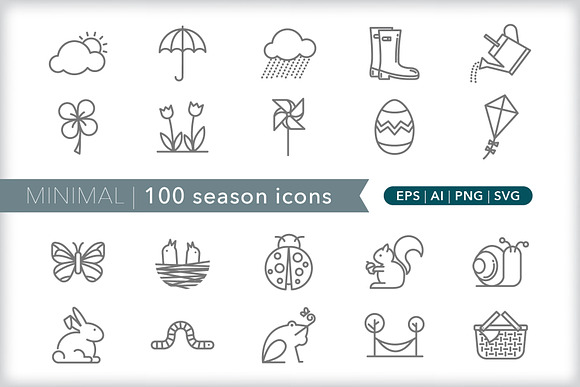 Minimal 100 season icons in Easter Icons - product preview 1