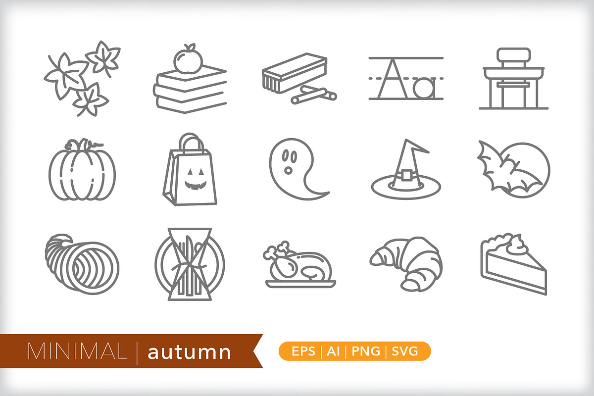Minimal autumn icons in Halloween Icons - product preview 8