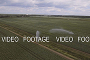 Aerial view:Irrigating machine in a